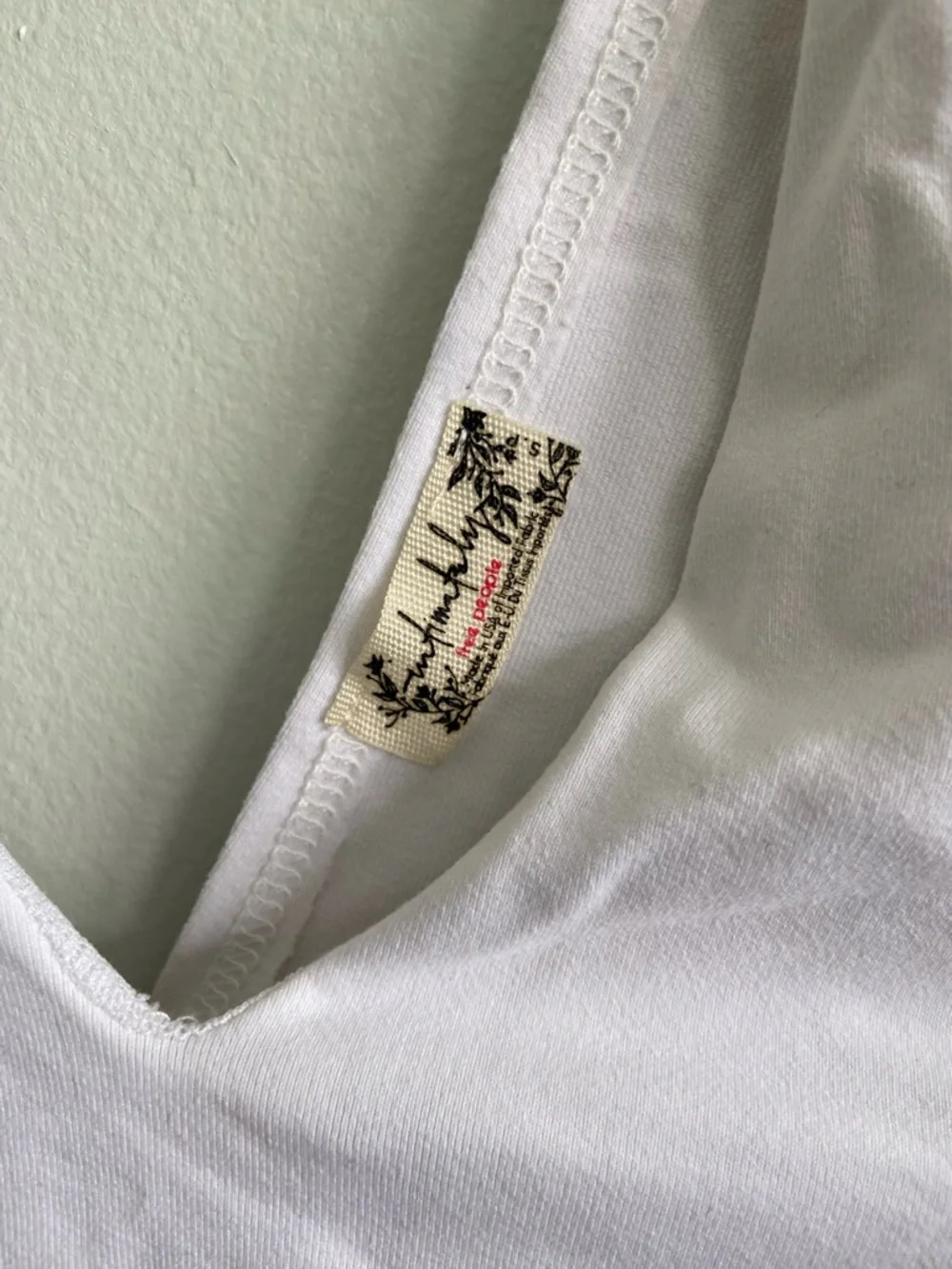 Free People White V-Neck Bodysuit